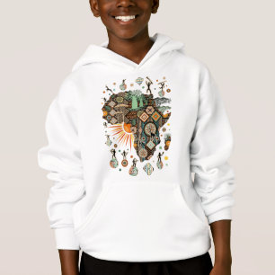 Camiseta Padrão de Elementos Tribais Decorativos do Mapa da