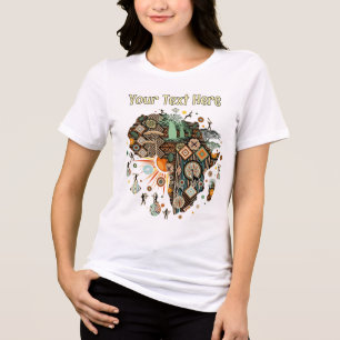 Camiseta Padrão de Elementos Tribais Decorativos do Mapa da