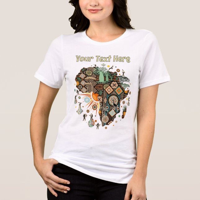 Camiseta Padrão de Elementos Tribais Decorativos do Mapa da (Frente)