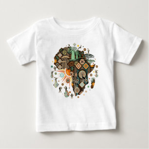 Camiseta Padrão de Elementos Tribais Decorativos do Mapa da