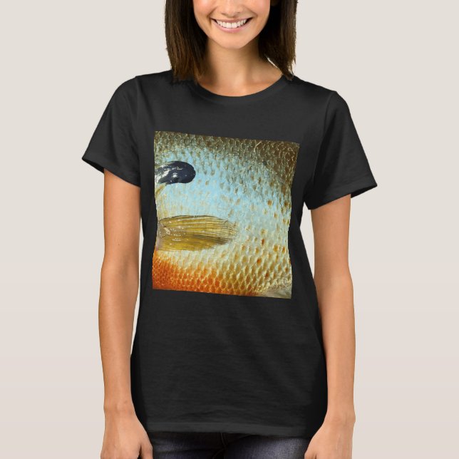 Camiseta Padrão de Escama de Peixe Peixe-Lua (Natural) (Frente)