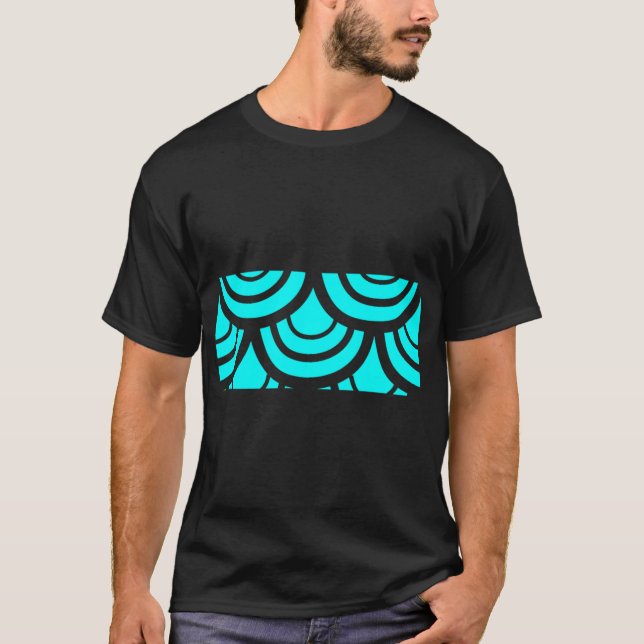 Camiseta Padrão de Escamas de Peixe - Água (Frente)