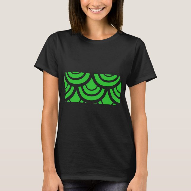 Camiseta Padrão de Escamas de Peixe - Verde Lima (Frente)