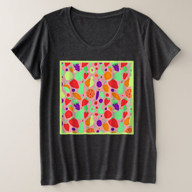 Camiseta Padrão de Espectro Colorido e Frutífero (Frente do Design)