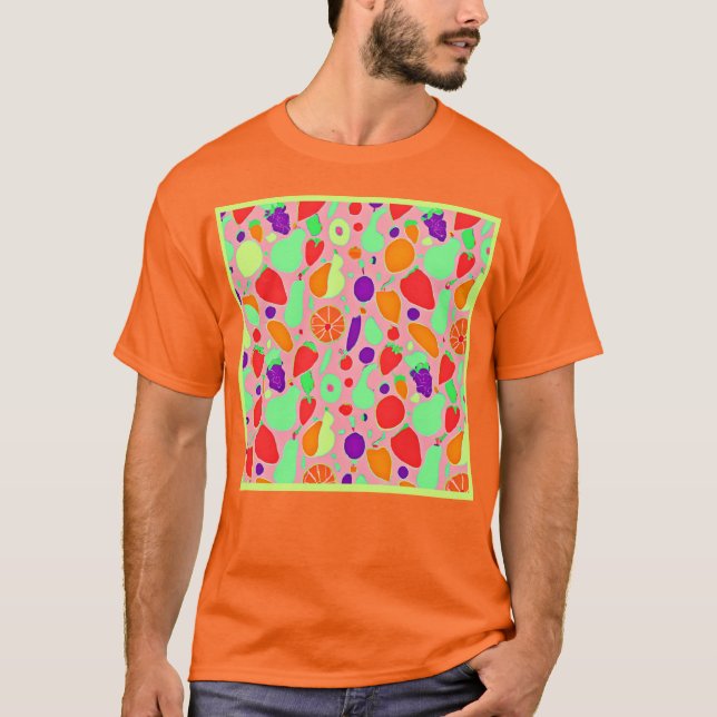 Camiseta Padrão de Espectro Colorido e Frutífero (Frente)