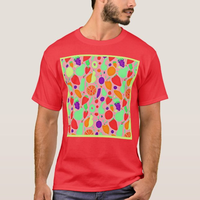 Camiseta Padrão de Espectro Colorido e Frutífero (Frente)