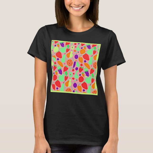 Camiseta Padrão de Espectro Colorido e Frutífero (Frente)