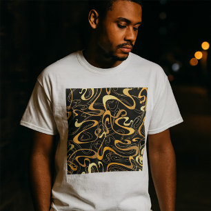 Camiseta Padrão de espiral do Abstrato do ouro