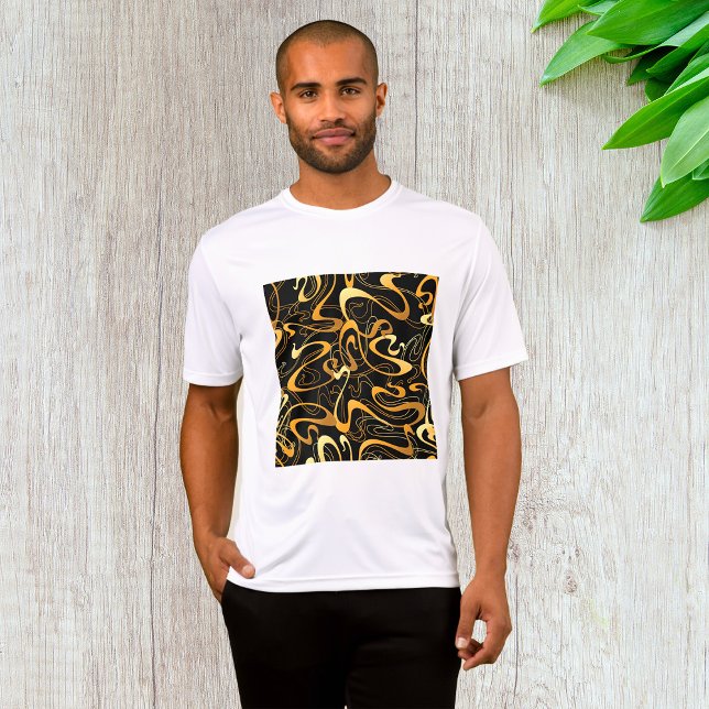 Camiseta Padrão de espiral do Abstrato do ouro (Criador carregado)