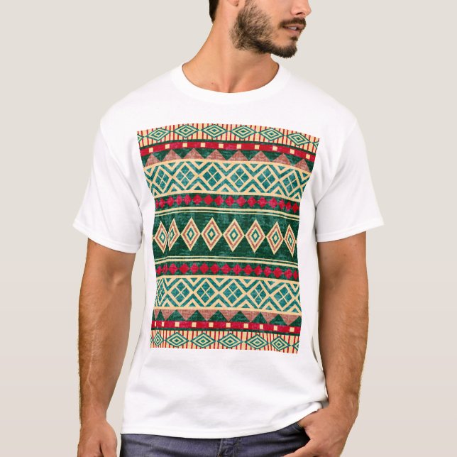 Camiseta Padrão de Estilo Geométrico Africano abstrato (Frente)