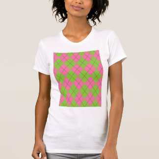 Camiseta Padrão de Estilo Rosa e Verde
