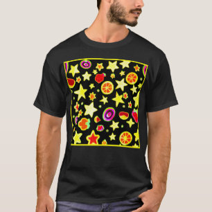 Camiseta Padrão de Estrela de Explosão de Cores Vibrante