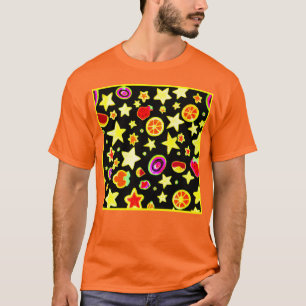 Camiseta Padrão de Estrela de Explosão de Cores Vibrante
