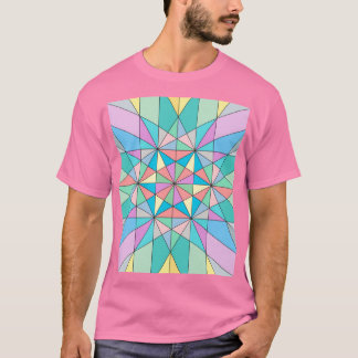 Camiseta Padrão de Estrela Triangular Mosaico Pastel Retro