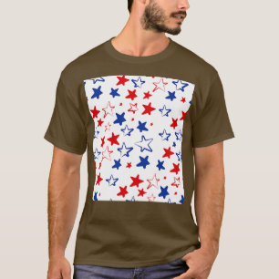 Camiseta Padrão de estrelas de azul branco vermelho desenha