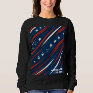 Camiseta Padrão de Faixa Mínima da Bandeira dos EUA Femin