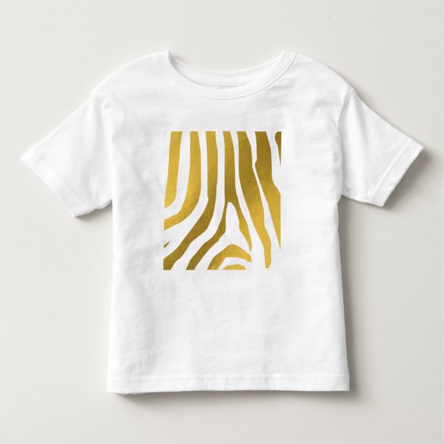 Camiseta Padrão de faixas de impressão de zebra Dourada Fau (Frente)