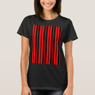 Camiseta Padrão de faixas verticais pretas vermelhas