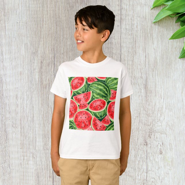 Camiseta Padrão de Fatias de Melancia de Verão Vibrante (Criador carregado)