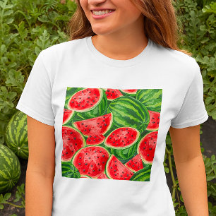 Camiseta Padrão de Fatias de Melancia de Verão Vibrante