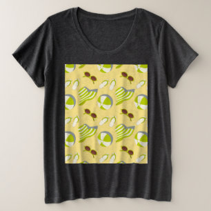 Camiseta Padrão de férias em praia com óculos de sol e chap