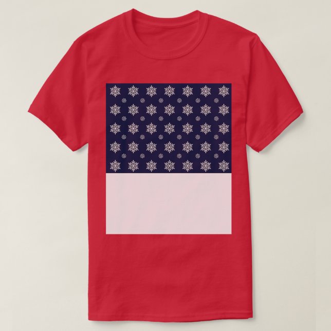 Camiseta Padrão de Floco de Neve Azul e Branco (Frente do Design)