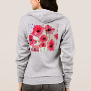 Camiseta Padrão de Flor de Arte com Cor de Água Flor Verm