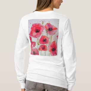 Camiseta Padrão de Flor de Arte de Aquarela Flórida Vermelh