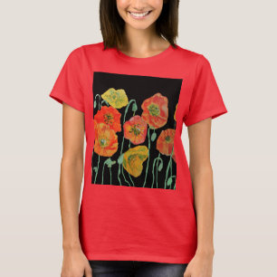 Camiseta Padrão de Flor de Arte de Aquarela Flórida Vermelh