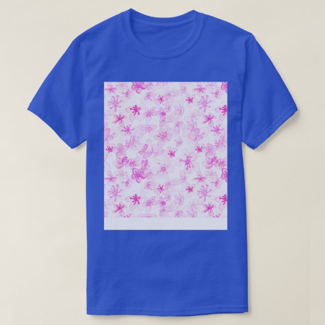 Camiseta Padrão de Flor de Cereja Magenta Sakura (Frente do Design)