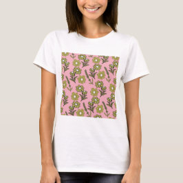 Camiseta Padrão de Flor de Hippie Funky Y2K Retro Rosa Verd