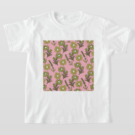 Camiseta Padrão de Flor de Hippie Funky Y2K Retro Rosa Verd