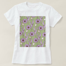 Camiseta Padrão de Flor de Hippie Funky Y2K Retro Roxo Verd