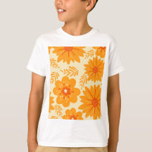 Padrão de Flor Laranja do Meio século de Imagem Re