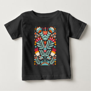 Camiseta Padrão de Flor Otomi Arte Floral Mexicana