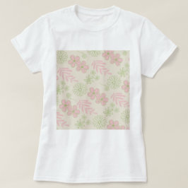 Camiseta Padrão de Flor Verde Rosa bege Retroativo Y2K 70s