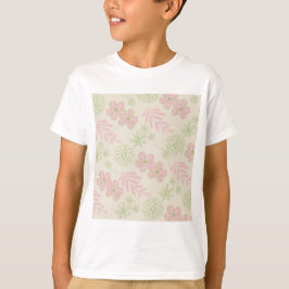 Camiseta Padrão de Flor Verde Rosa bege Retroativo Y2K 70s