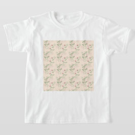 Camiseta Padrão de Flor Verde Rosa Y2K 70s Rosa Verde
