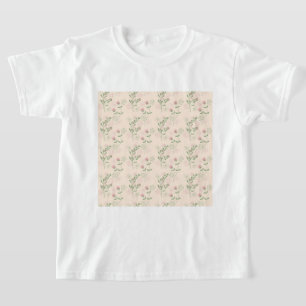 Camiseta Padrão de Flor Verde Rosa Y2K 70s Rosa Verde