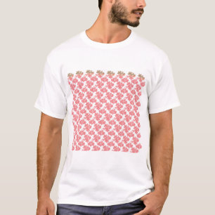 Camiseta Padrão de Flor Vermelho e Branco em um Backgrogue