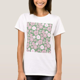 Camiseta Padrão de Flor Y2K 70s - Cor-de-rosa Verde