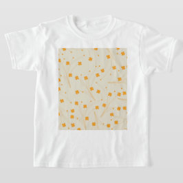 Camiseta Padrão de Flor Y2K 70s do Orange Beige Retro