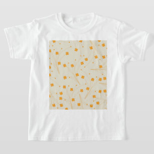 Camiseta Padrão de Flor Y2K 70s do Orange Beige Retro