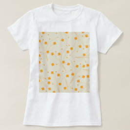 Camiseta Padrão de Flor Y2K 70s do Orange Beige Retro