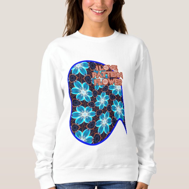 Camiseta Padrão de Flores Azuis abstrato (Frente)