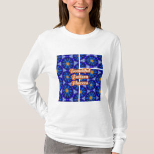 Camiseta Padrão de Flores Azuis abstrato