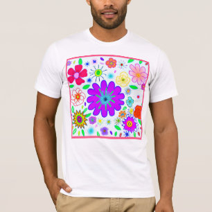 Camiseta Padrão de Flores Coloridas