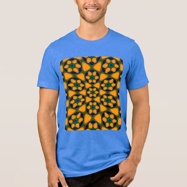 Camiseta Padrão de Flores de Abstrato exclusivo (Frente)