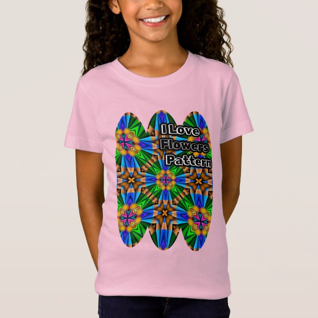 Camiseta Padrão de Flores de Abstrato exclusivo (Frente)