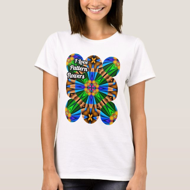 Camiseta Padrão de Flores de Abstrato exclusivo (Frente)